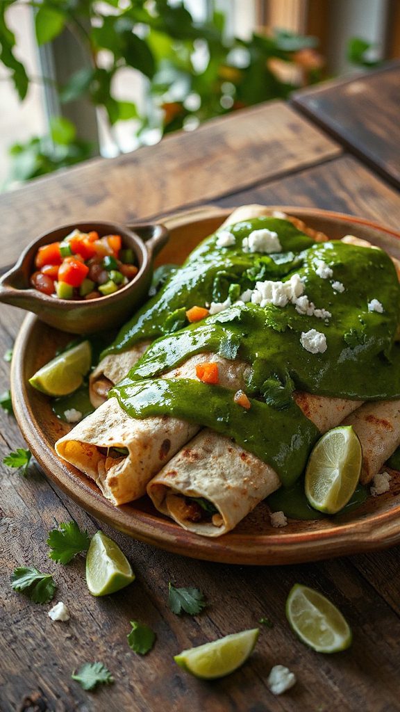 spinach filled mole verde enchiladas spinach filled mole verde enchiladas