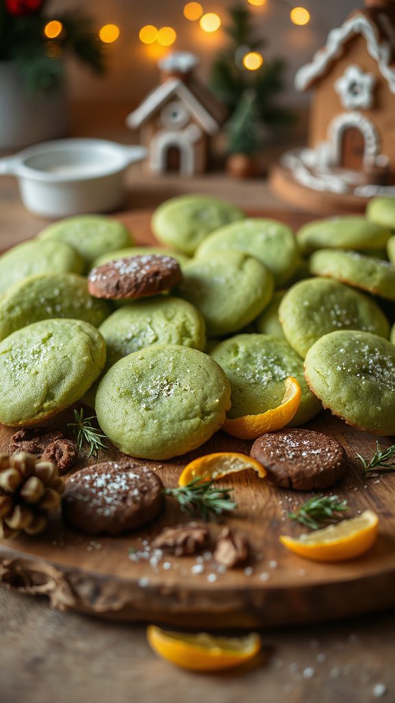 spinach infused festive cookies