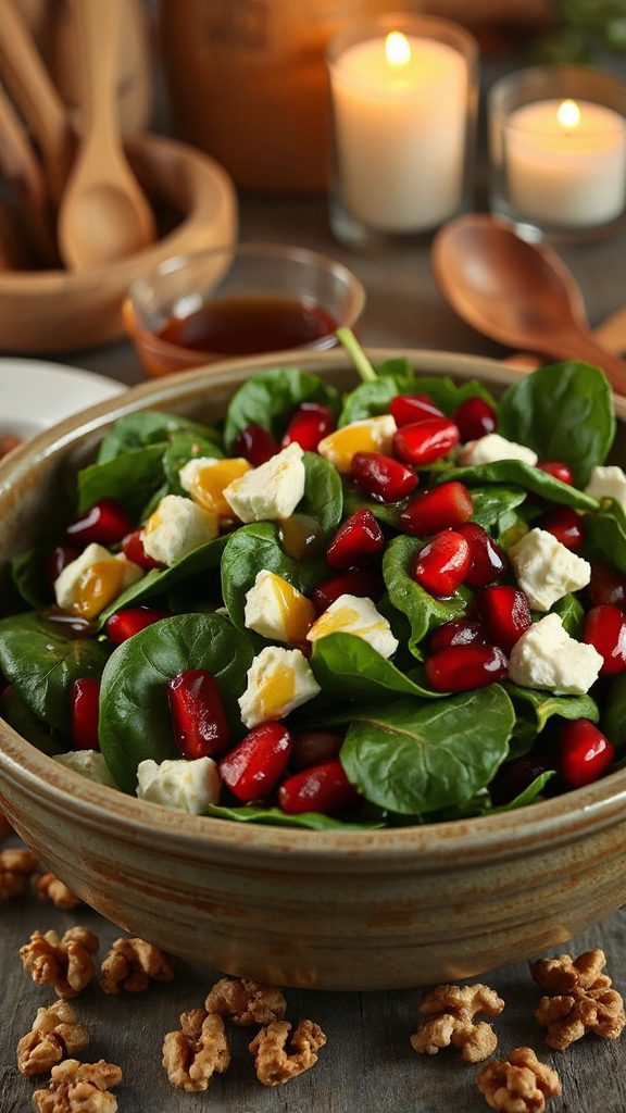 spinach pomegranate goat cheese salad