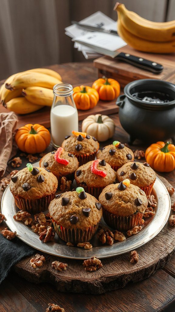 spooky banana nut muffins