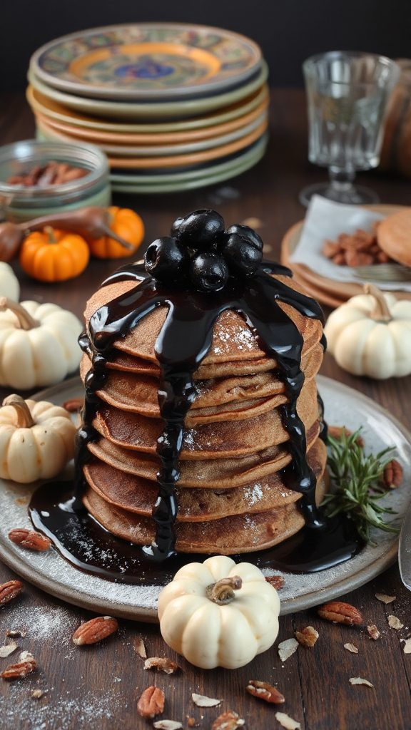 spooky black cocoa pancakes