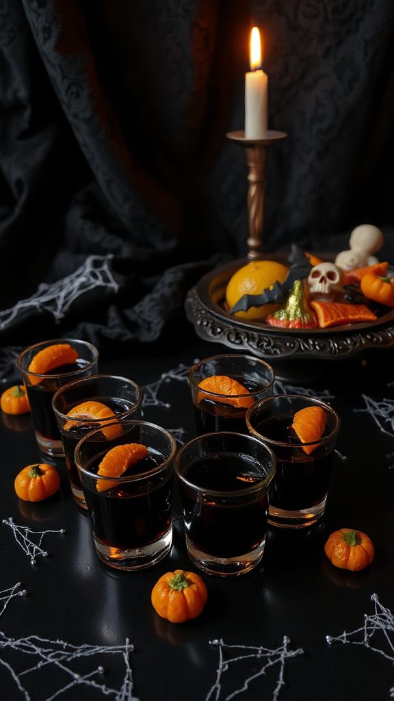 spooky black licorice jelly shots