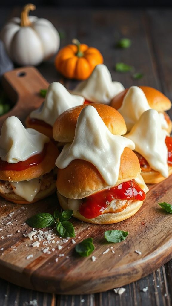 spooky chicken parmesan sliders