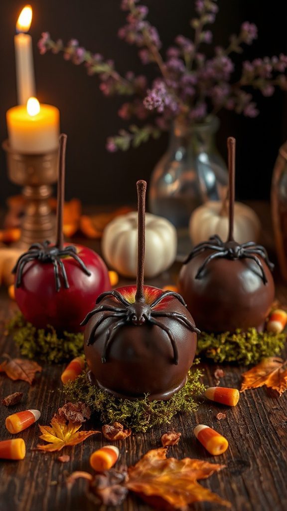 spooky chocolate apple treats