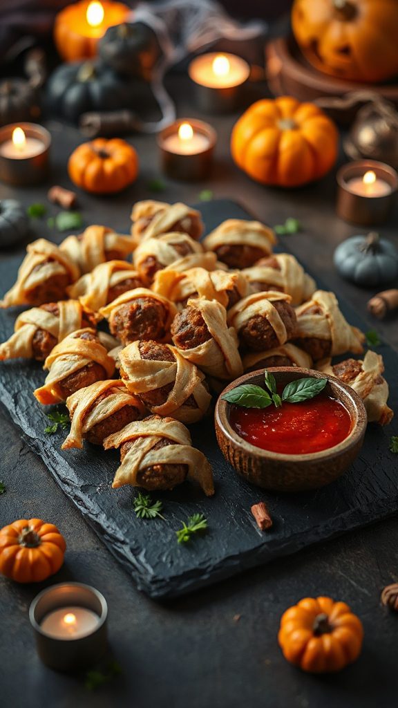 spooky crescent wrapped meatballs spooky crescent wrapped meatballs