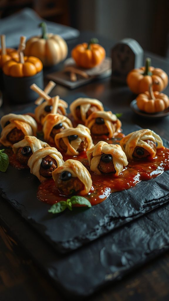 spooky crescent wrapped meatballs spooky crescent wrapped meatballs