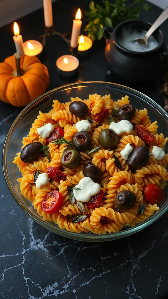 spooky eyeball pasta salad