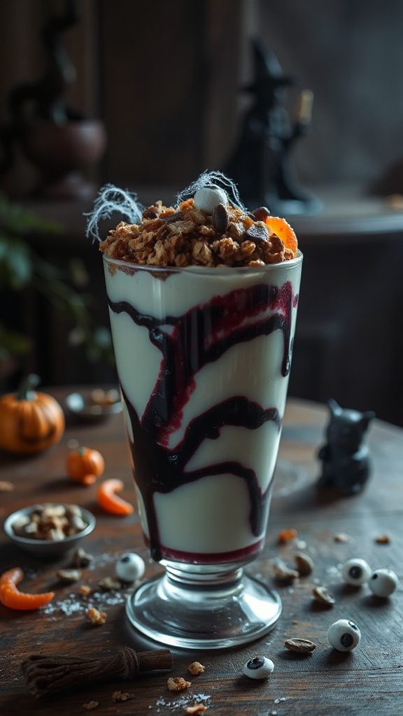 spooky granola yogurt parfait