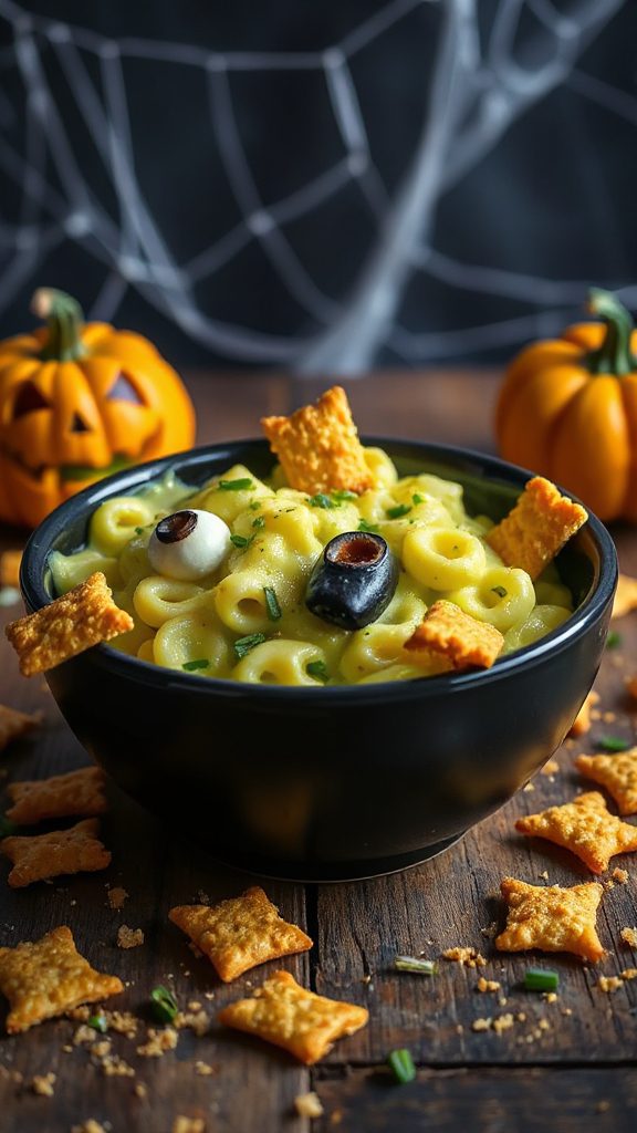 spooky green mac and cheese