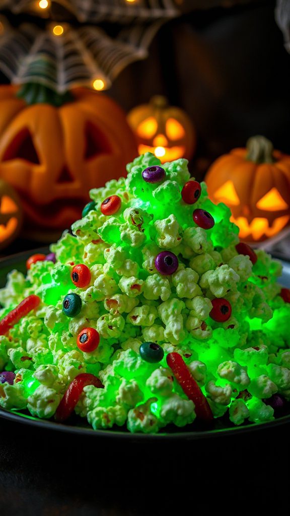 spooky green popcorn treat spooky green popcorn treat
