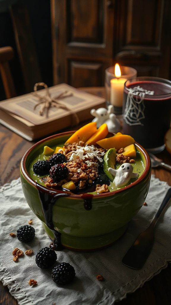spooky green smoothie bowl