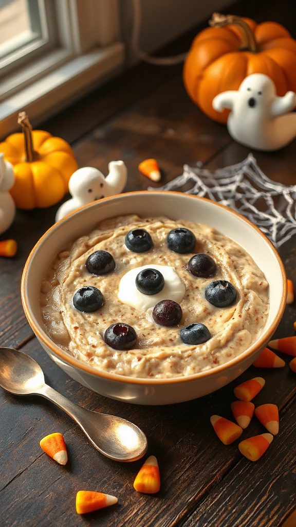 spooky halloween breakfast oatmeal