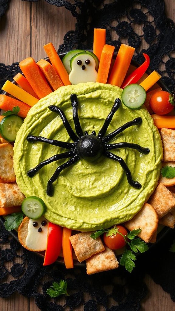 spooky halloween hummus platter