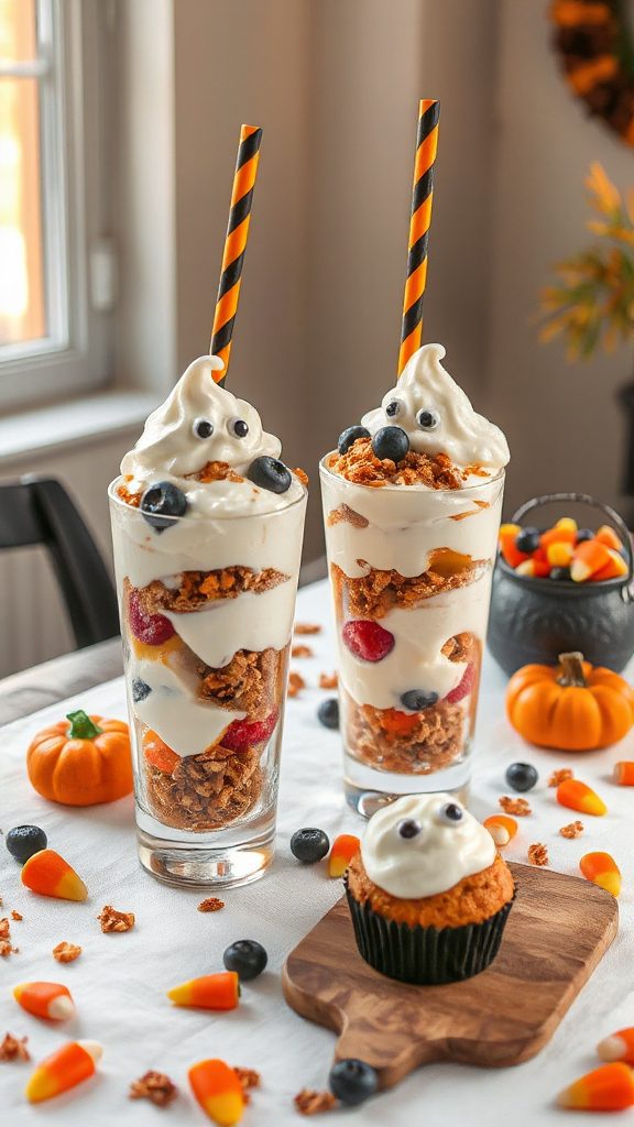 spooky halloween yogurt parfaits