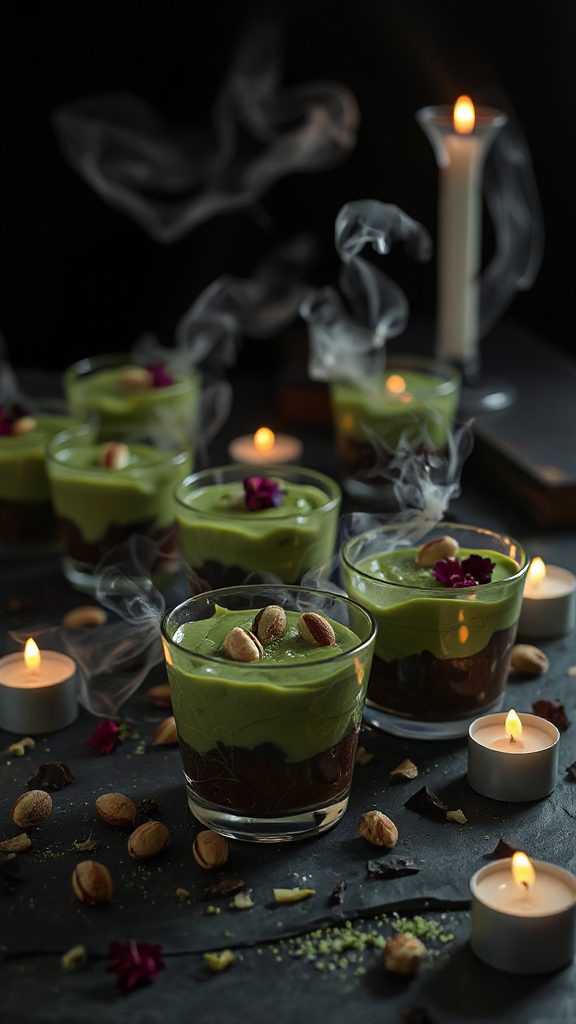 spooky matcha mousse dessert