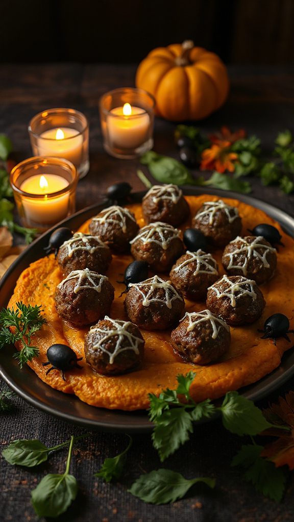 spooky meatballs with cheese