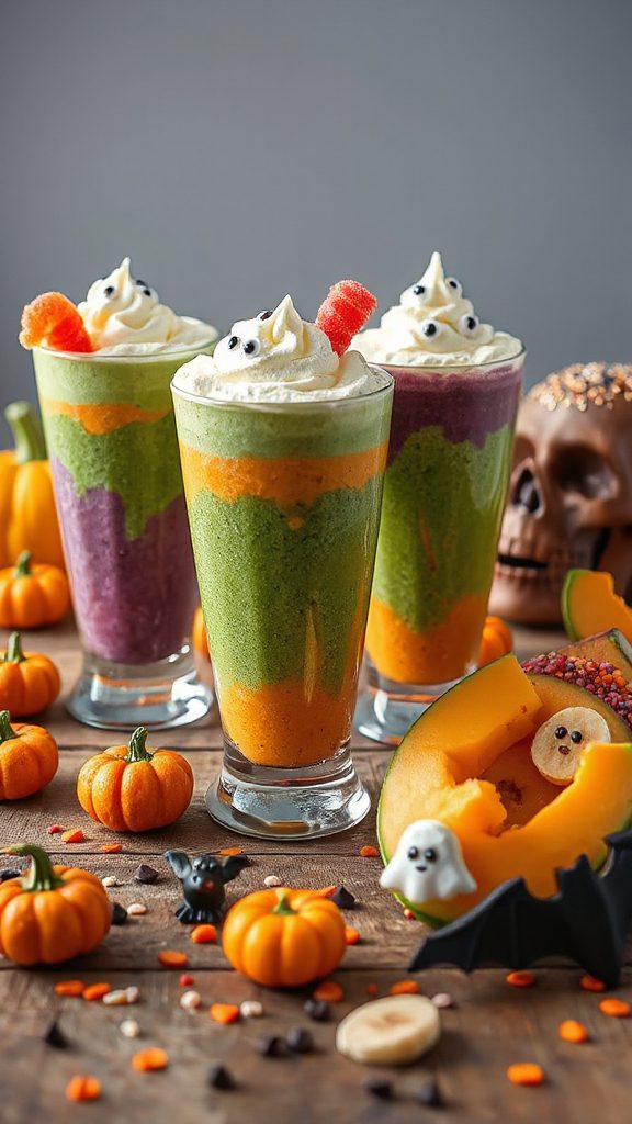 spooky monster breakfast smoothies