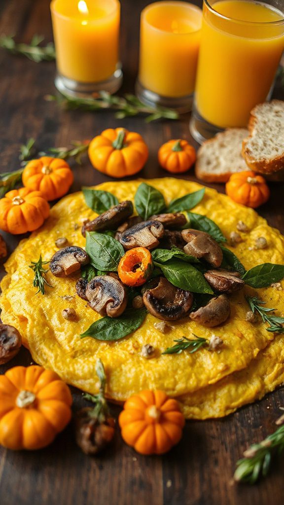 spooky mushroom spinach omelet