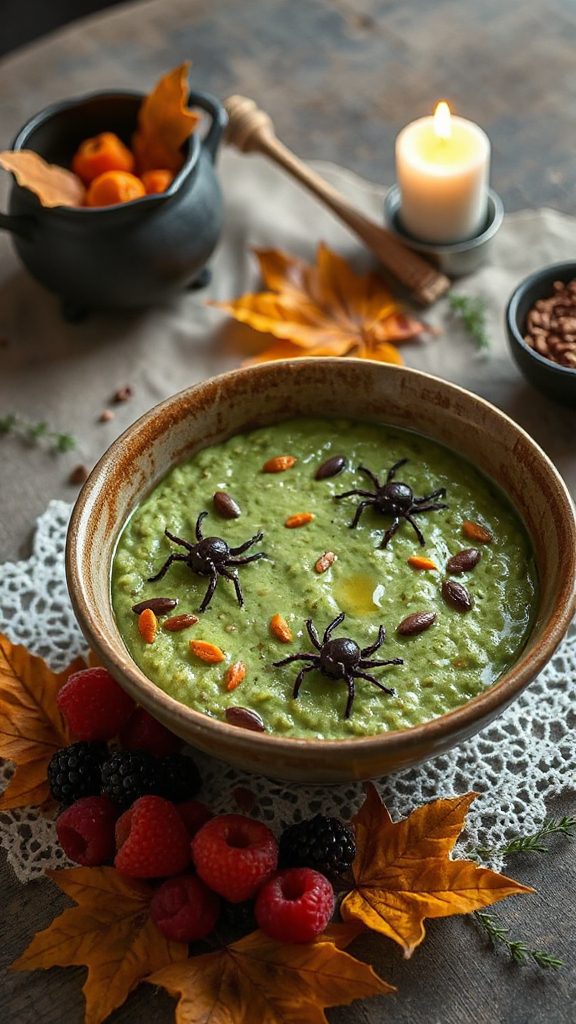 spooky nutritious green oatmeal