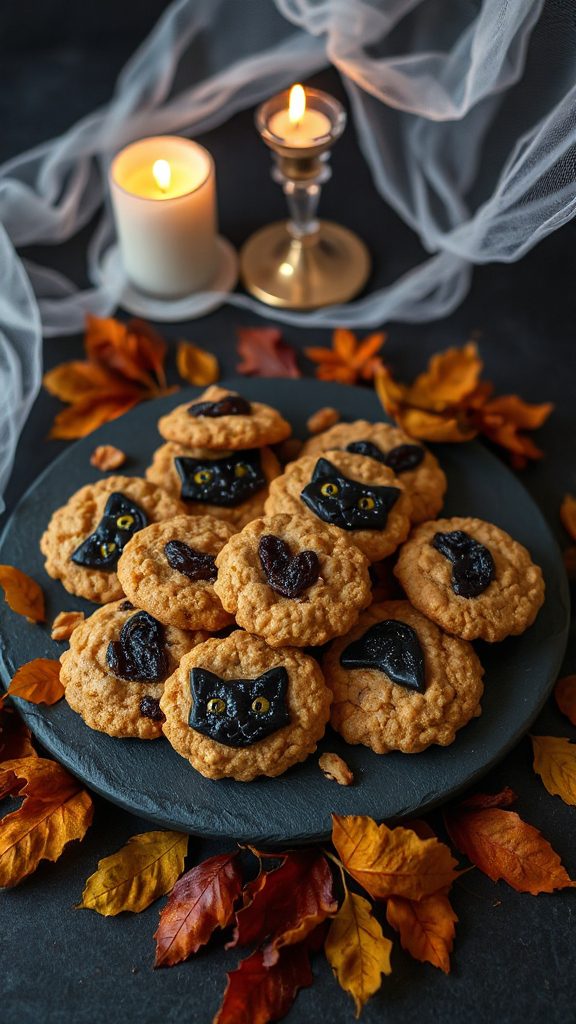 spooky oatmeal raisin cookies