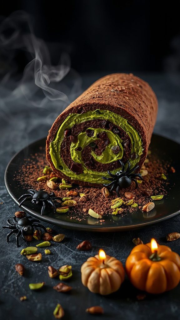 spooky pistachio dessert roll