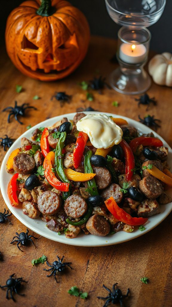 spooky sausage and peppers hash