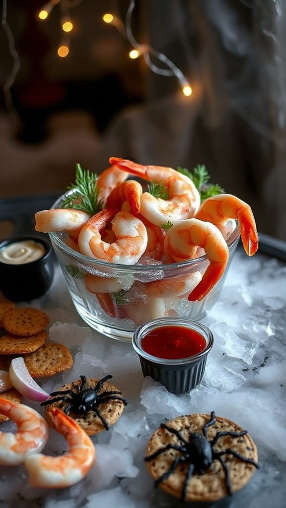 spooky shrimp cocktail presentation