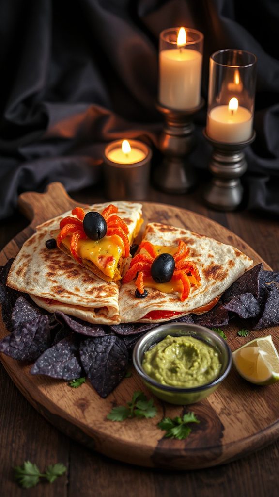spooky spider themed quesadillas recipe