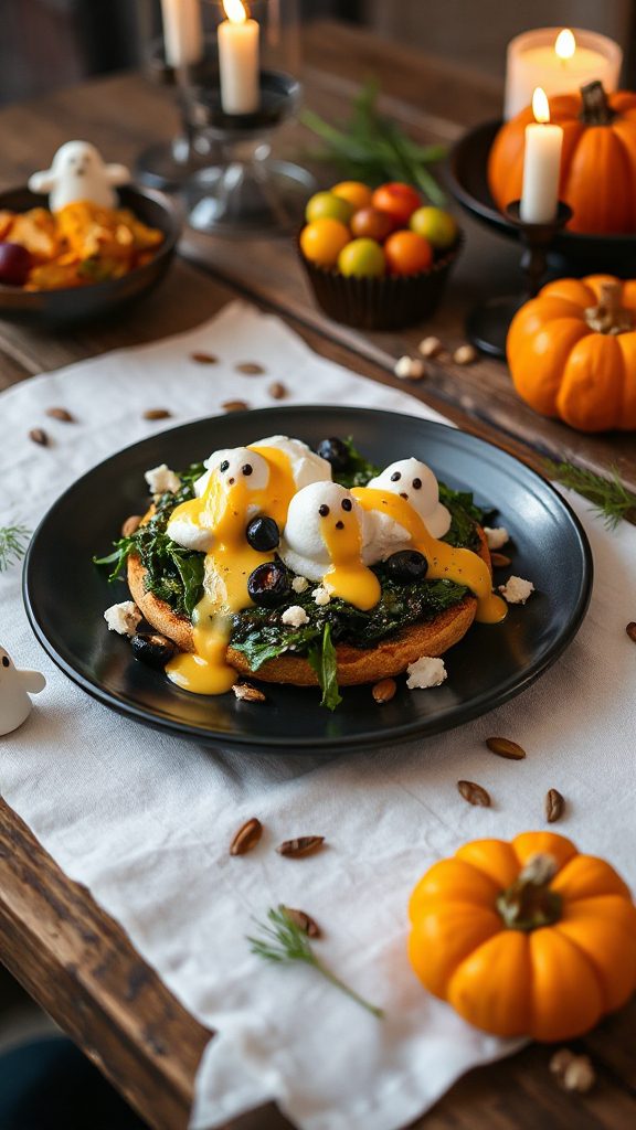 spooky spinach feta benedict