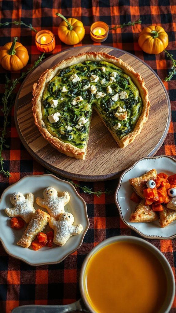 spooky spinach feta quiche