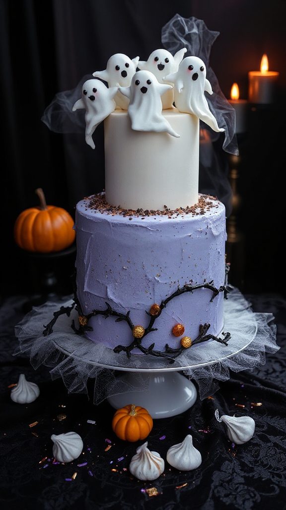 spooky vanilla ghost cake