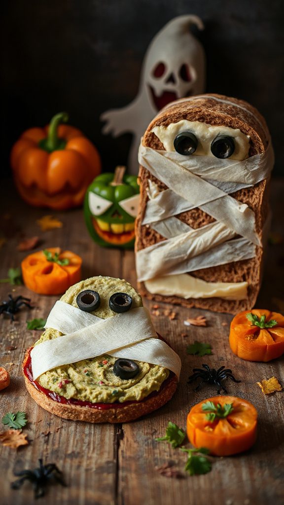 spooky vegetable sandwich creations