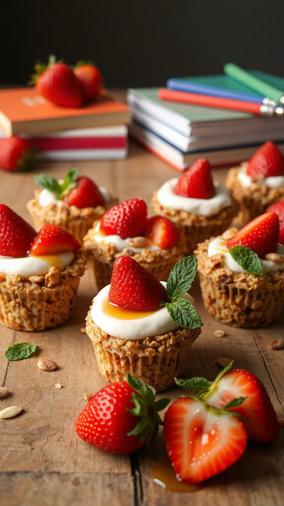 strawberry filled granola cups