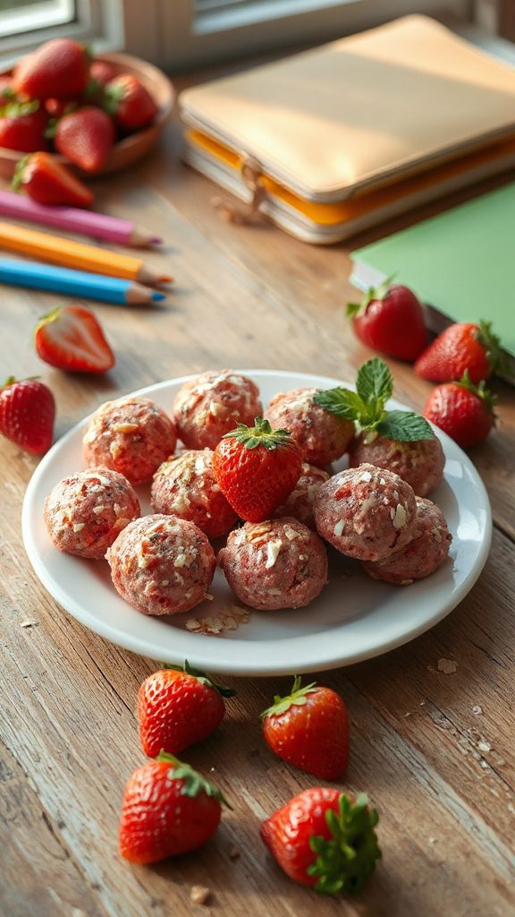strawberry no bake energy bites