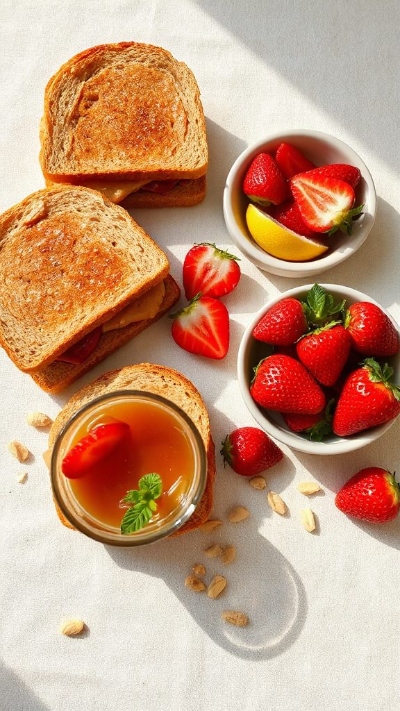 strawberry peanut butter sandwiches