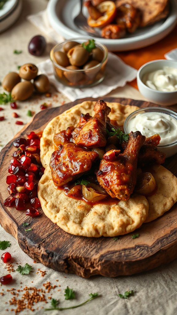 sumac chicken flatbread dish