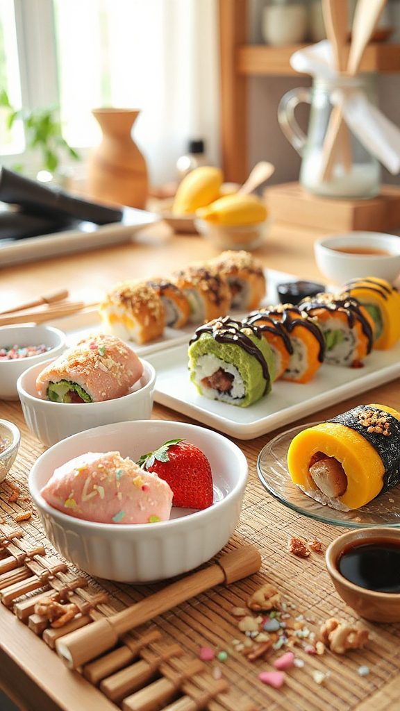 sweet dessert sushi rolls