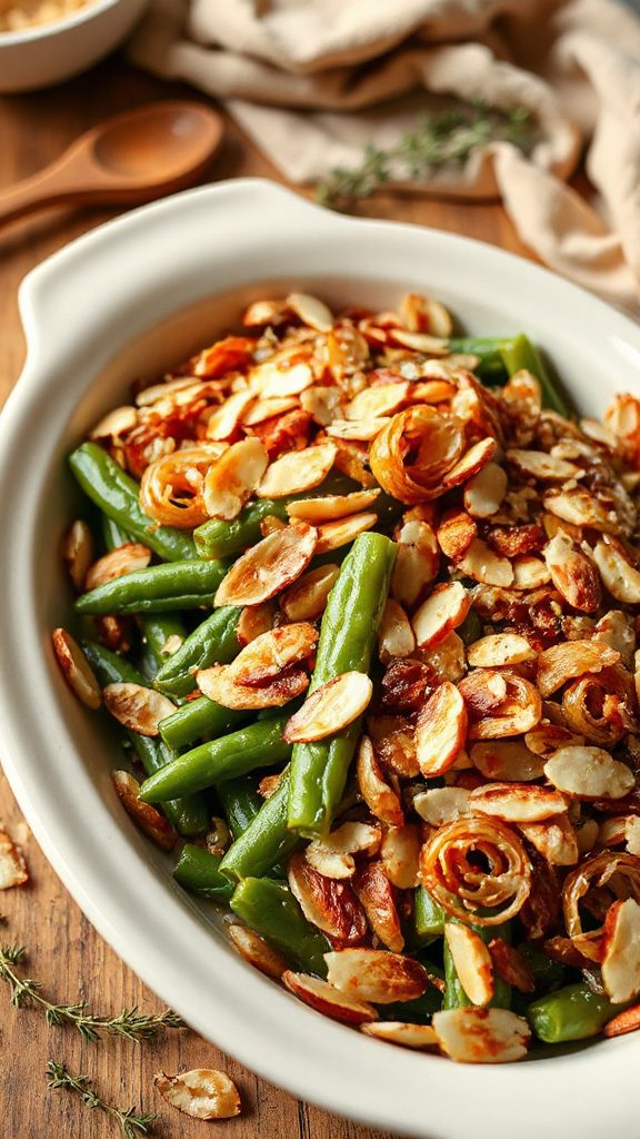 sweet nutty green bean casserole