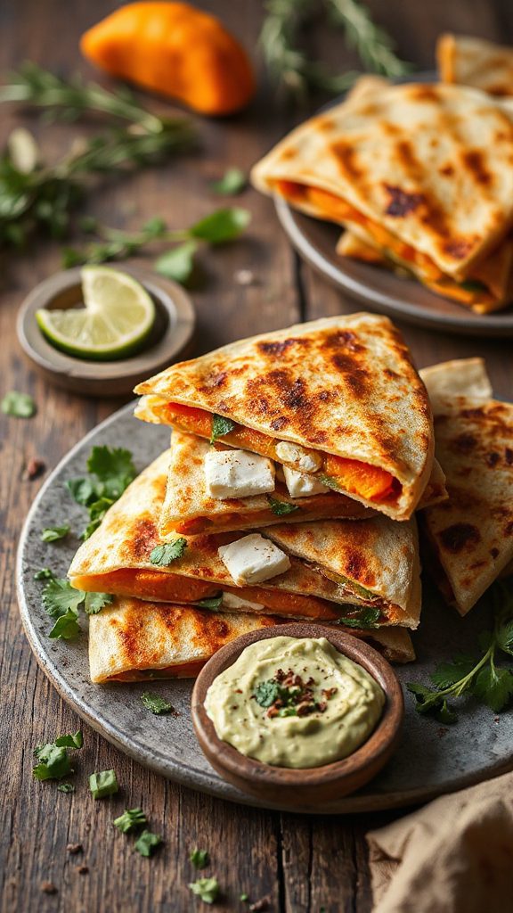 sweet potato feta quesadillas
