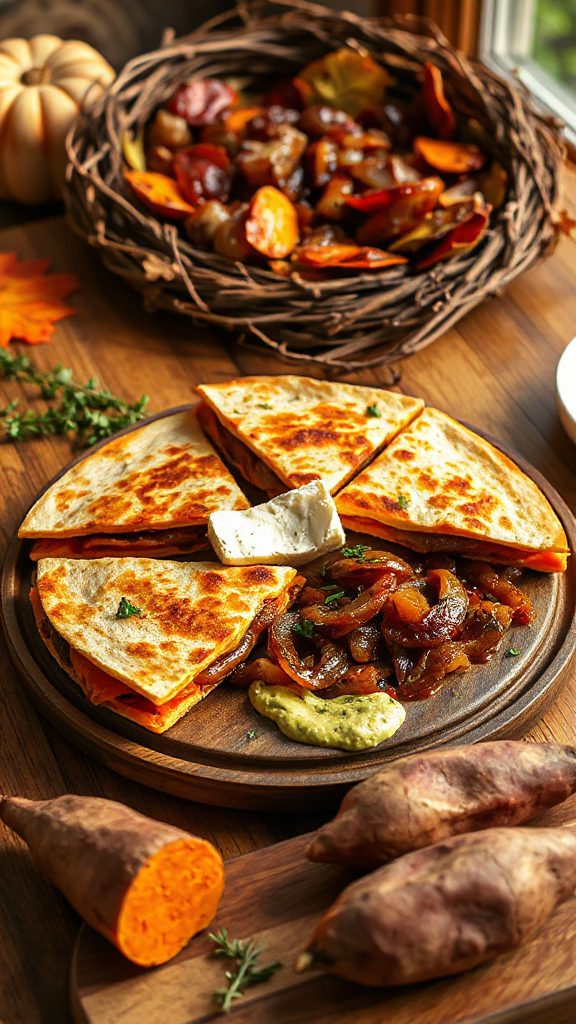 sweet potato goat cheese quesadillas