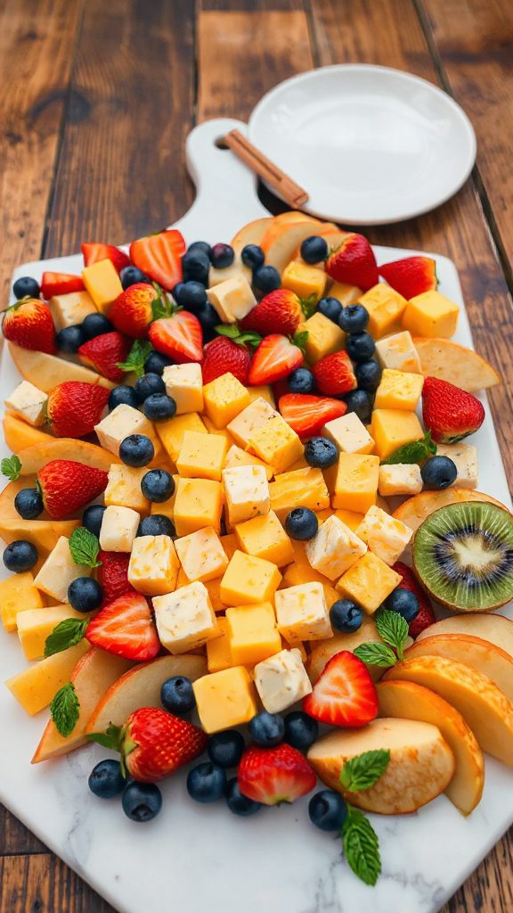 sweet savory fruit cheese skewers