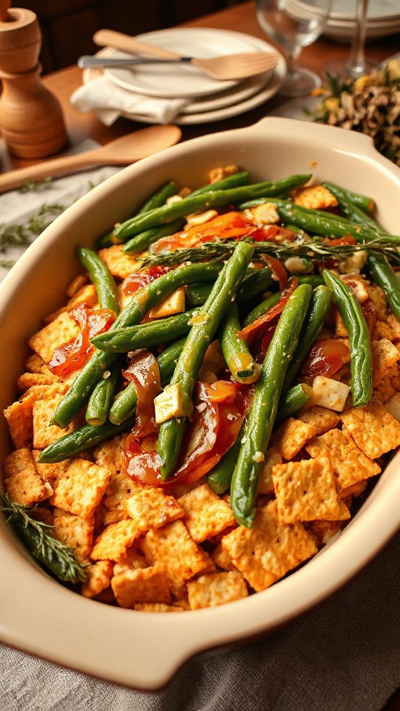 sweet savory green bean casserole