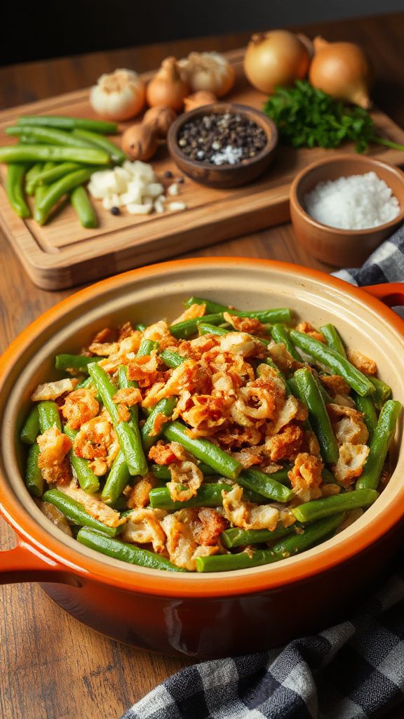 sweet savory green bean casserole