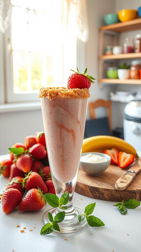 sweet strawberry yogurt smoothie