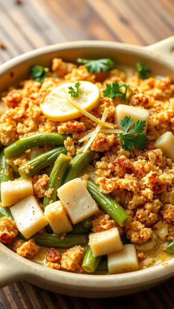 tangy artichoke green bean casserole