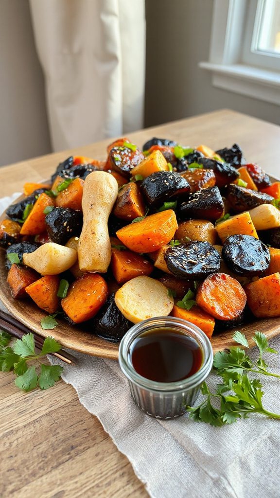 teriyaki glazed roasted root vegetables teriyaki glazed roasted root vegetables