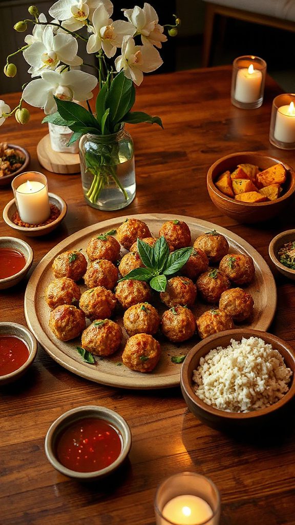 thai basil turkey meatballs