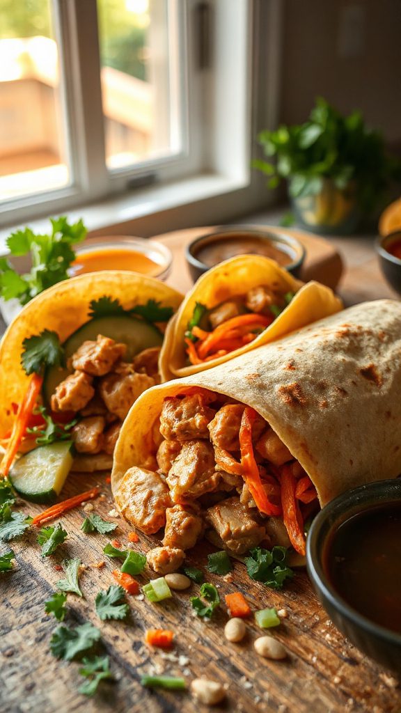 thai peanut chicken wrap