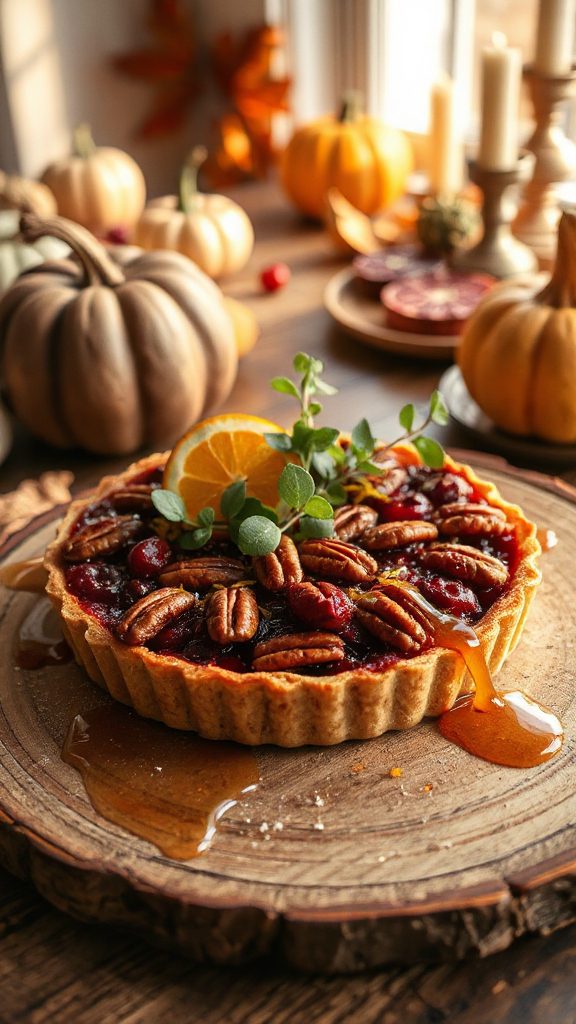 thanksgiving cranberry orange pecan tart