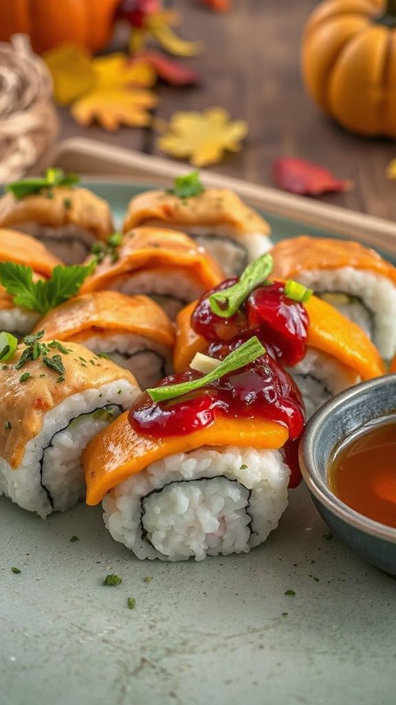 thanksgiving inspired sushi rolls